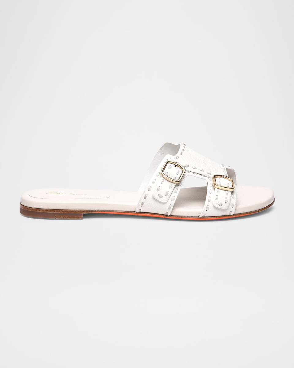 Didi Double-Monk Flat Slide Sandals
